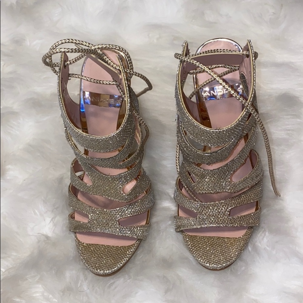 Sparkly gold high heels